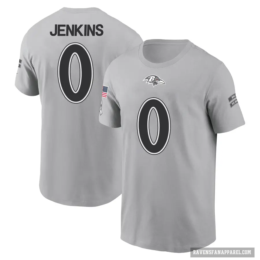 Men's ＃0 John Jenkins Baltimore Ravens Gray 2024 Salute to Service T-Shirt