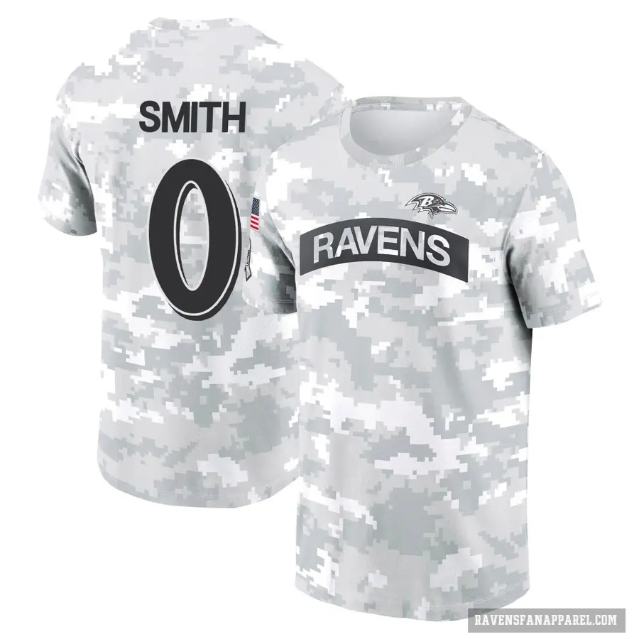 Men's ＃0 Roquan Smith Baltimore Ravens Camo Arctic 2024 Salute to Service Performance T-Shirt