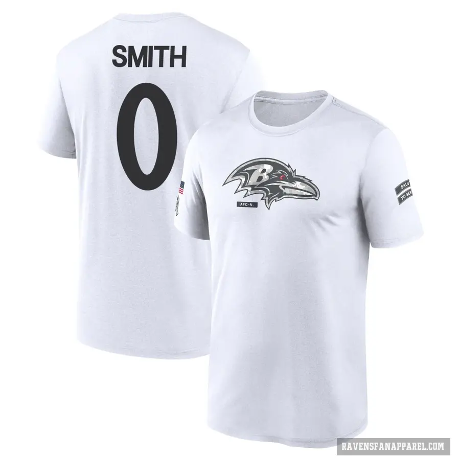 Men's ＃0 Roquan Smith Baltimore Ravens White 2024 Salute to Service Performance T-Shirt