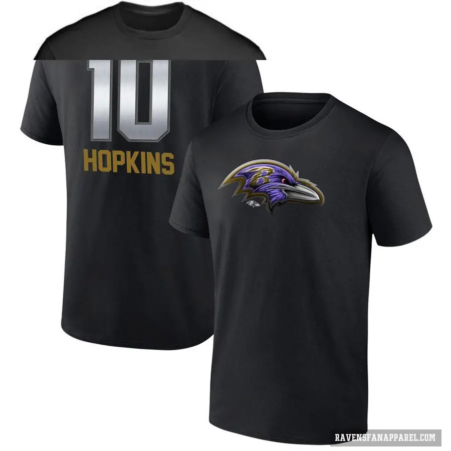 Men's ＃10 DeAndre Hopkins Baltimore Ravens Black Midnight Mascot T-Shirt