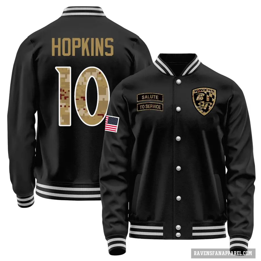 Men's ＃10 DeAndre Hopkins Baltimore Ravens Black Salute to Service Sideline Performance Jacket