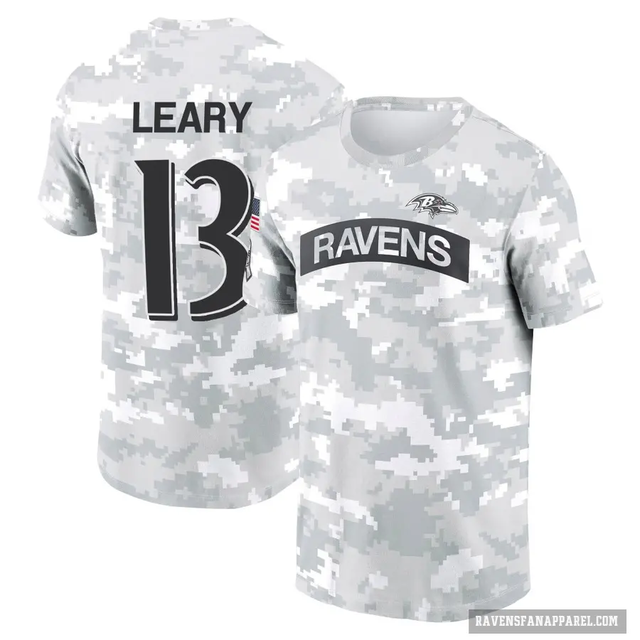 Men's ＃13 Devin Leary Baltimore Ravens Camo Arctic 2024 Salute to Service Performance T-Shirt
