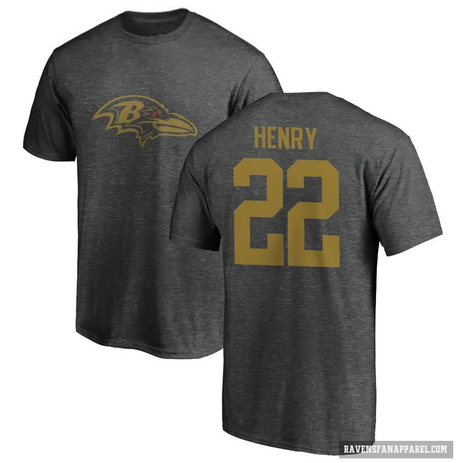 Men's ＃22 Derrick Henry Baltimore Ravens Ash One Color T-Shirt