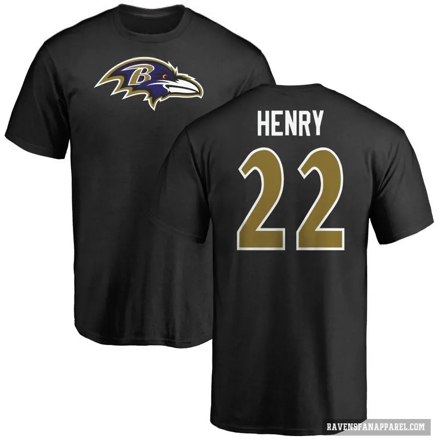 Men's ＃22 Derrick Henry Baltimore Ravens Black Logo T-Shirt