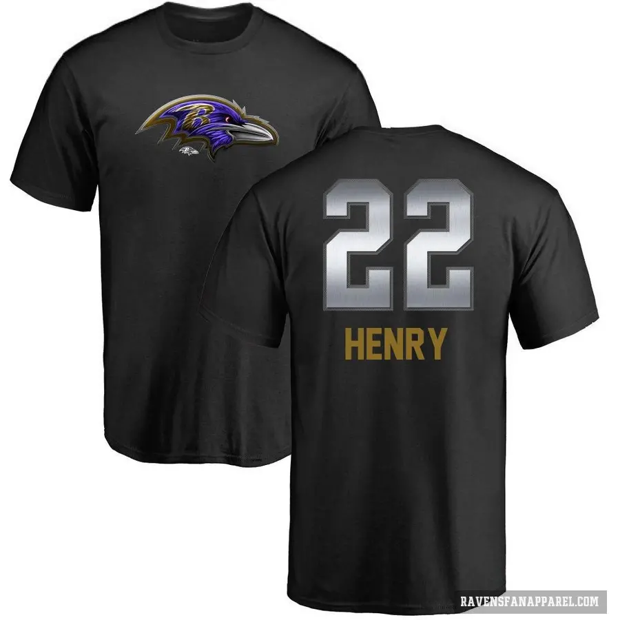 Men's ＃22 Derrick Henry Baltimore Ravens Black Midnight Mascot T-Shirt