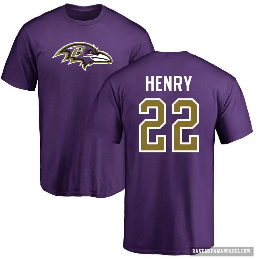Men's ＃22 Derrick Henry Baltimore Ravens Purple Logo T-Shirt