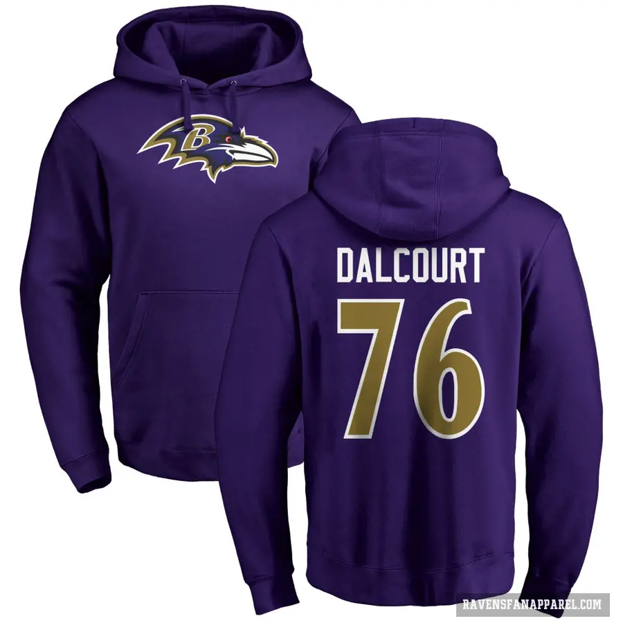 Men's ＃76 Darrian Dalcourt Baltimore Ravens Purple Pro Line by Branded Name & Number Logo Pullover Hoodie