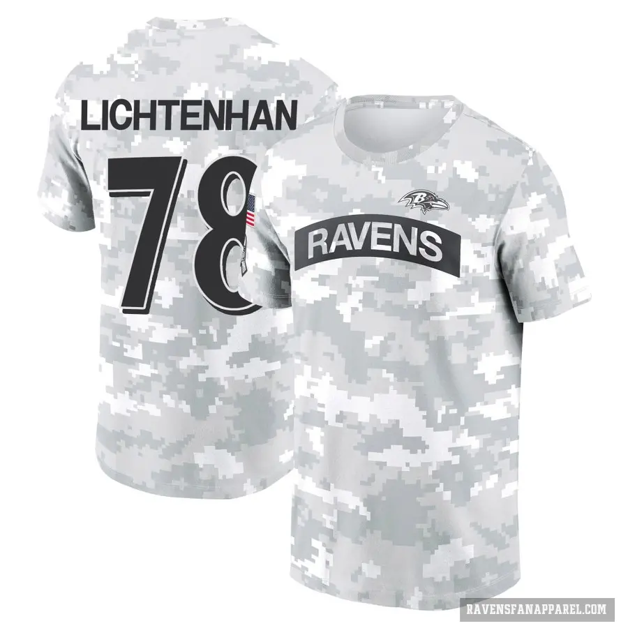 Men's ＃78 Gerad Lichtenhan Baltimore Ravens Camo Arctic 2024 Salute to Service Performance T-Shirt