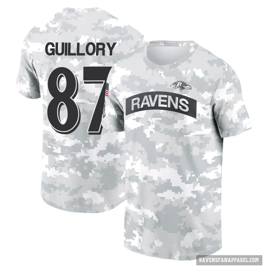 Men's ＃87 Xavier Guillory Baltimore Ravens Camo Arctic 2024 Salute to Service Performance T-Shirt
