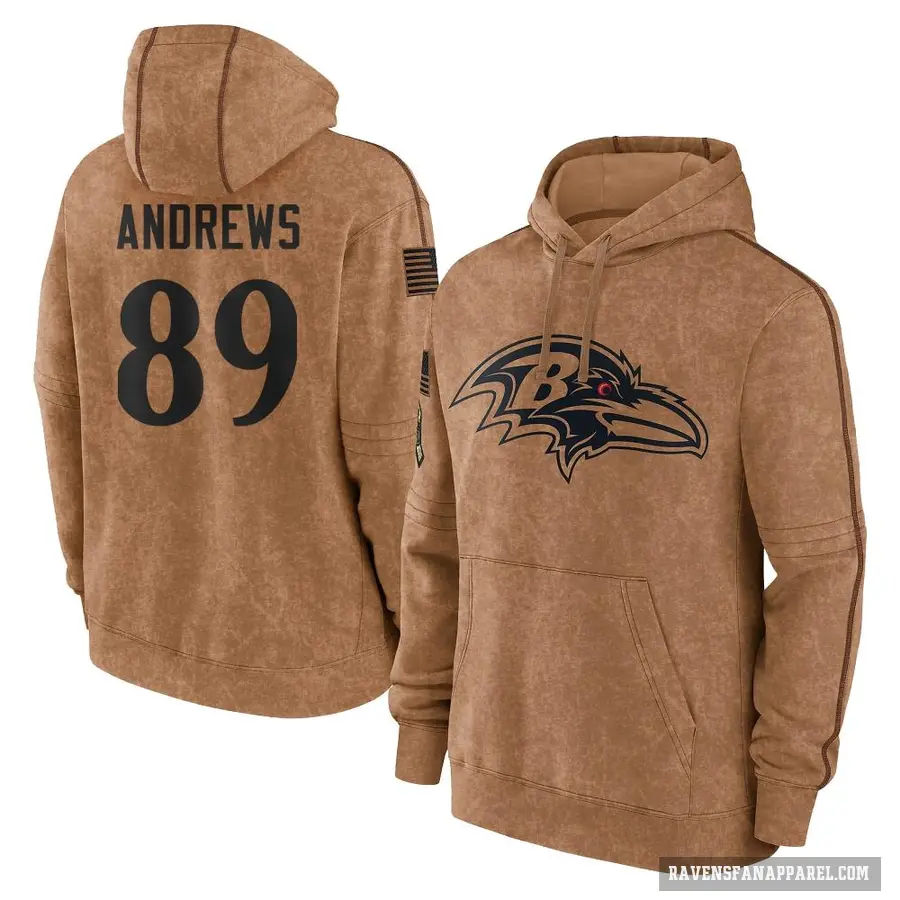 Men's ＃89 Mark Andrews Baltimore Ravens Brown 2023 Salute To Service Club Pullover Hoodie