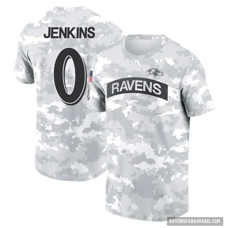 Women's ＃0 John Jenkins Baltimore Ravens Camo Arctic 2024 Salute to Service Long Sleeve T-Shirt
