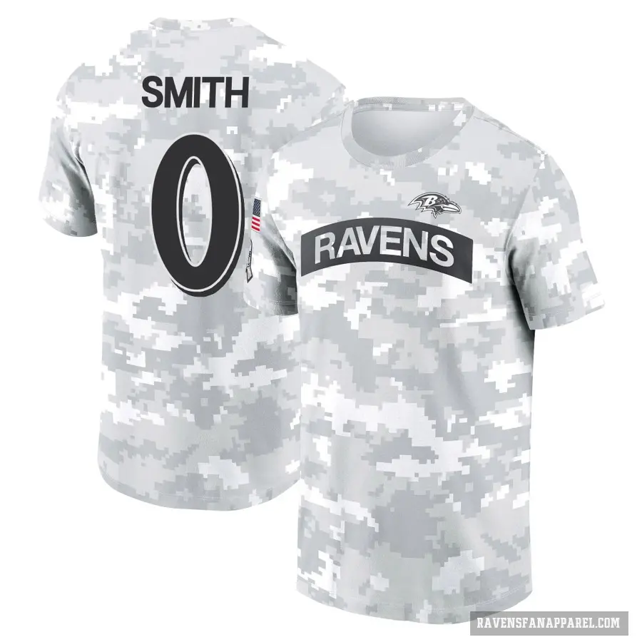 Women's ＃0 Roquan Smith Baltimore Ravens Camo Arctic 2024 Salute to Service Long Sleeve T-Shirt