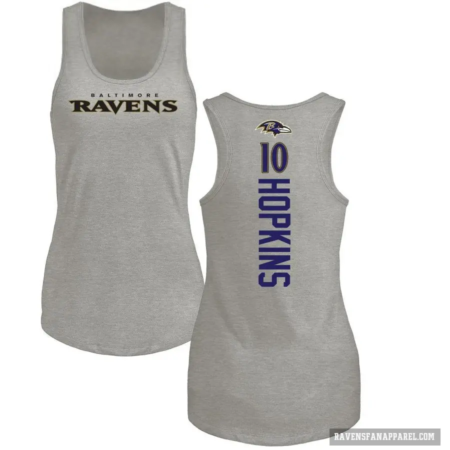Women's ＃10 DeAndre Hopkins Baltimore Ravens Ash Backer Tank Top