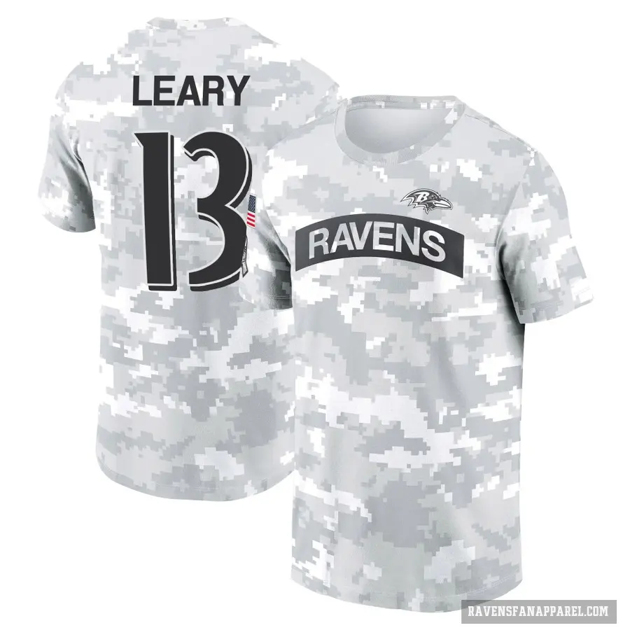 Women's ＃13 Devin Leary Baltimore Ravens Camo Arctic 2024 Salute to Service Long Sleeve T-Shirt