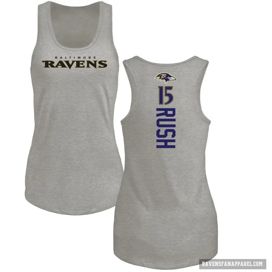 Women's ＃15 Cooper Rush Baltimore Ravens Ash Backer Tank Top