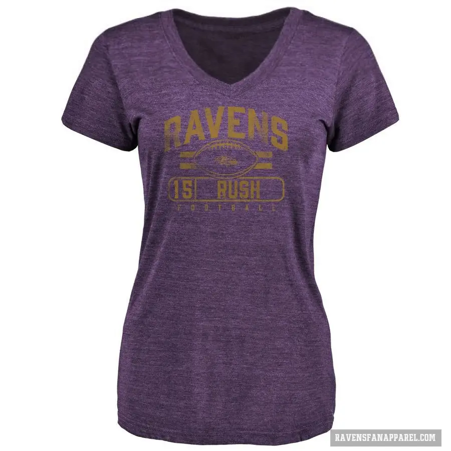 Women's ＃15 Cooper Rush Baltimore Ravens Purple Flanker T-Shirt