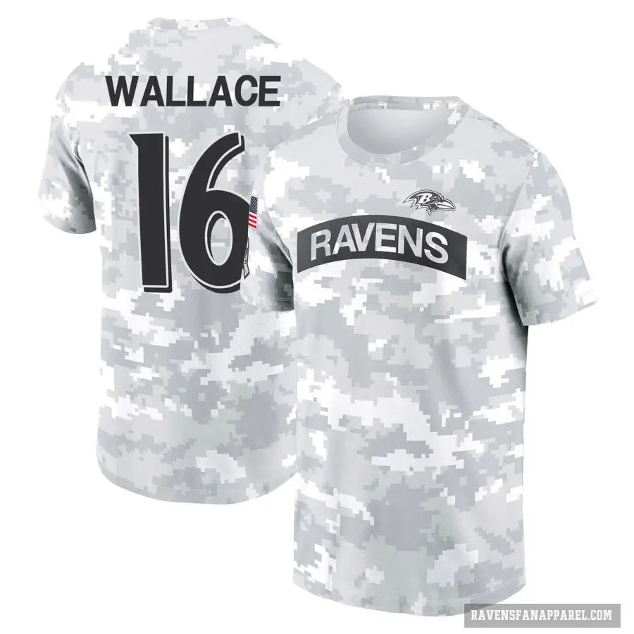 Women's ＃16 Tylan Wallace Baltimore Ravens Camo Arctic 2024 Salute to Service Long Sleeve T-Shirt