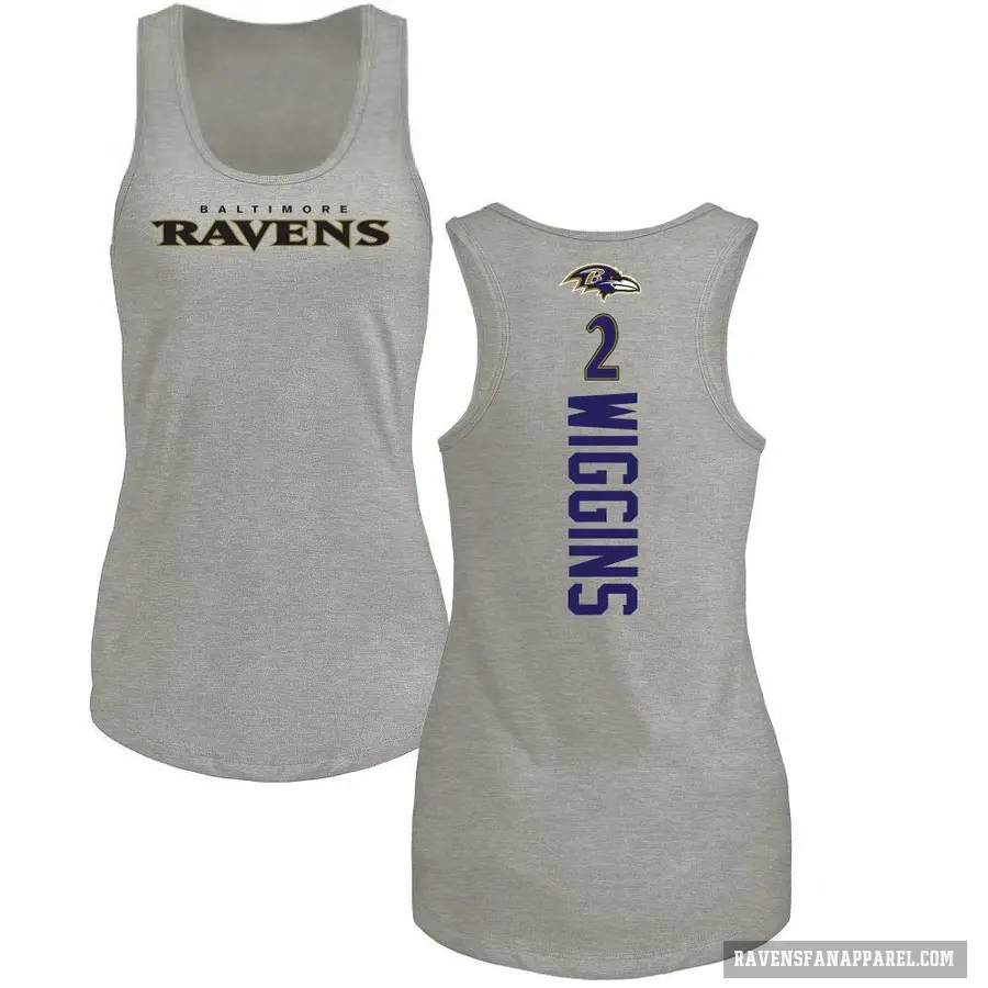 Women's ＃2 Nate Wiggins Baltimore Ravens Ash Backer Tank Top