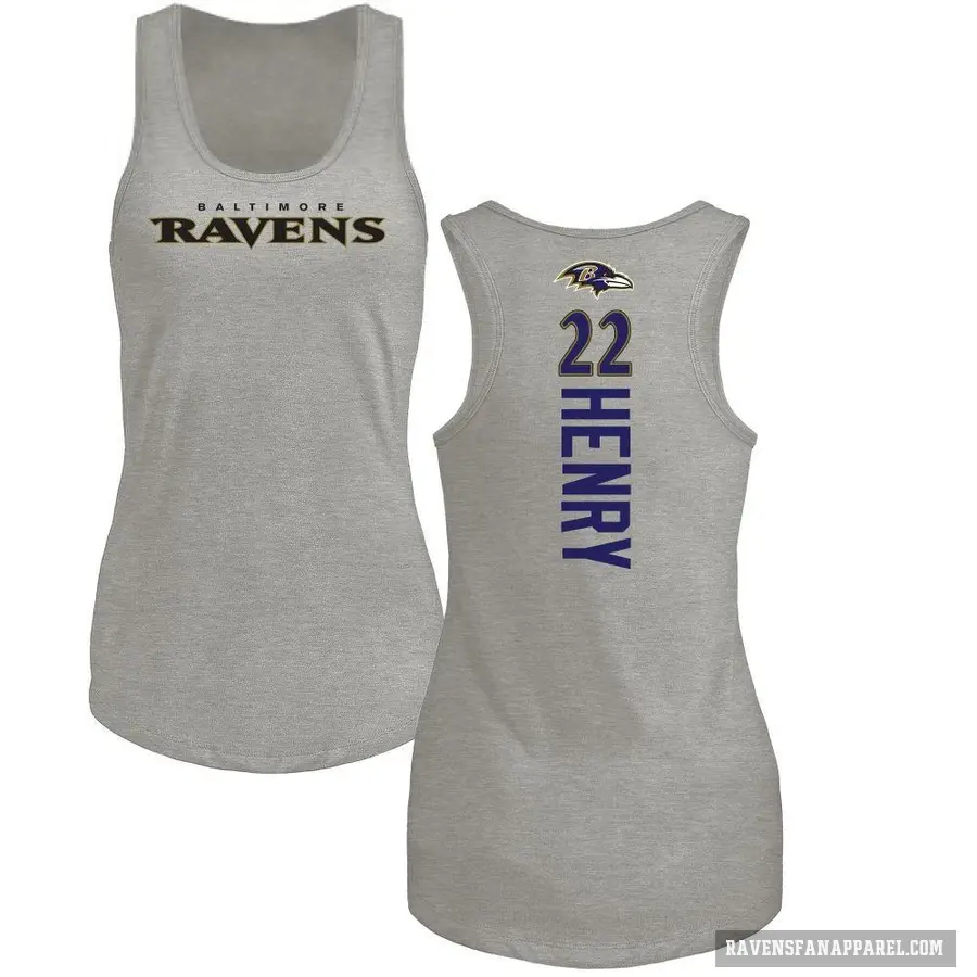 Women's ＃22 Derrick Henry Baltimore Ravens Ash Backer Tank Top