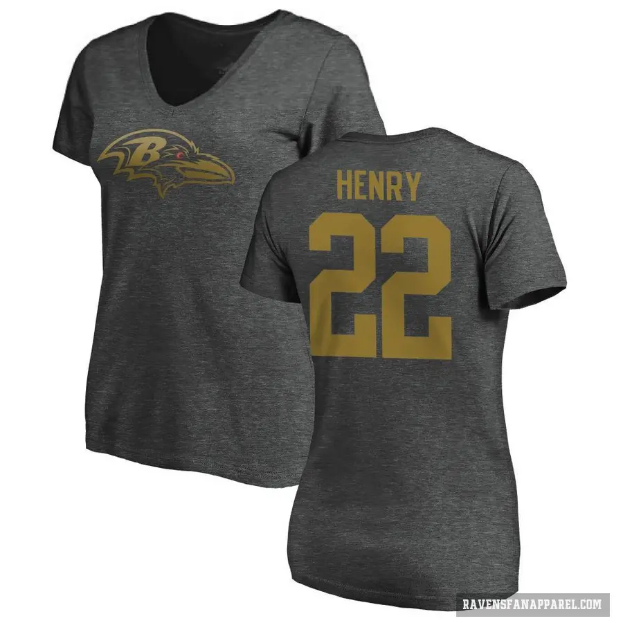 Women's ＃22 Derrick Henry Baltimore Ravens Ash One Color T-Shirt