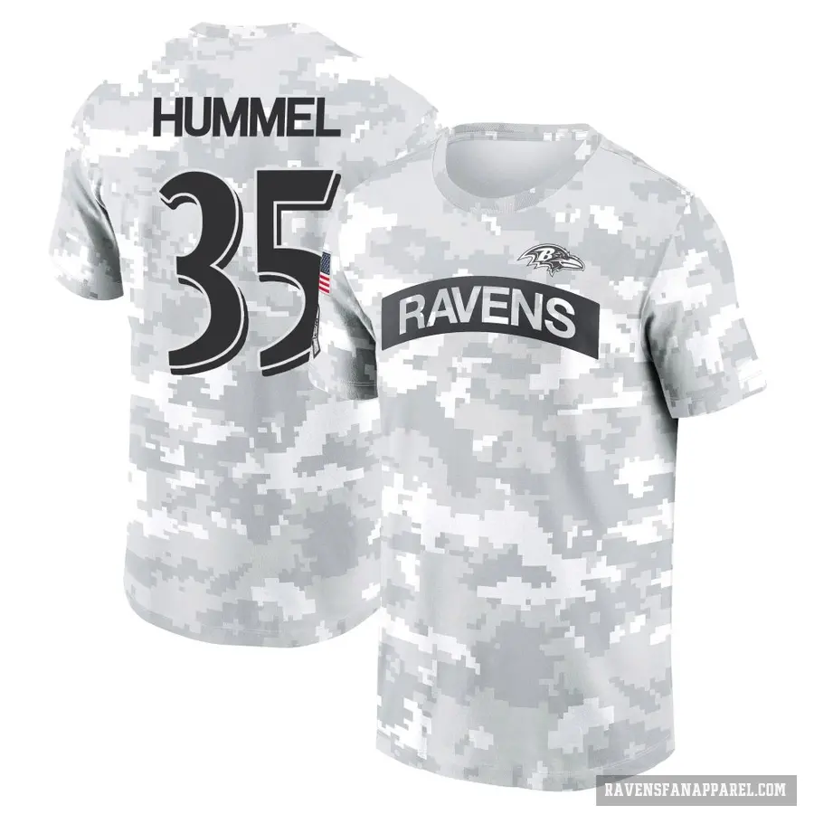 Women's ＃35 Jacob Hummel Baltimore Ravens Camo Arctic 2024 Salute to Service Long Sleeve T-Shirt