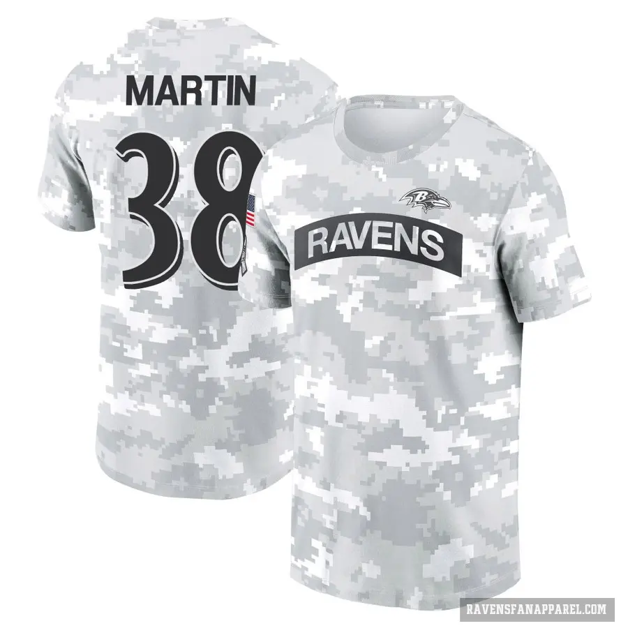 Women's ＃38 Keyon Martin Baltimore Ravens Camo Arctic 2024 Salute to Service Long Sleeve T-Shirt