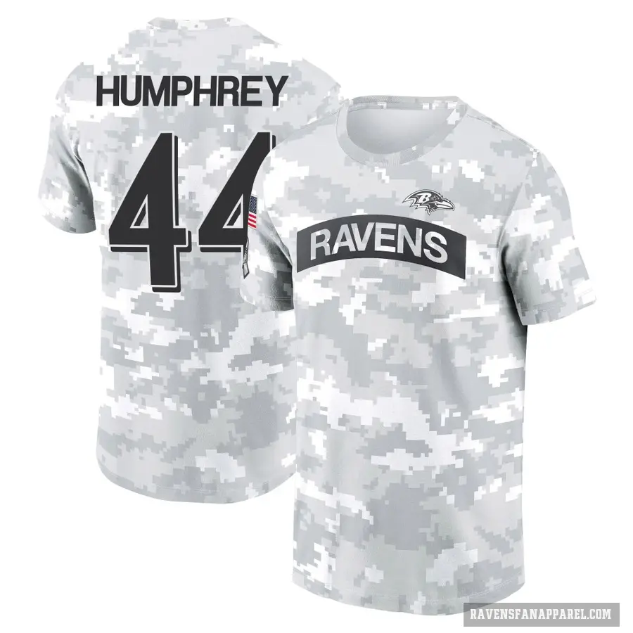Women's ＃44 Marlon Humphrey Baltimore Ravens Camo Arctic 2024 Salute to Service Long Sleeve T-Shirt