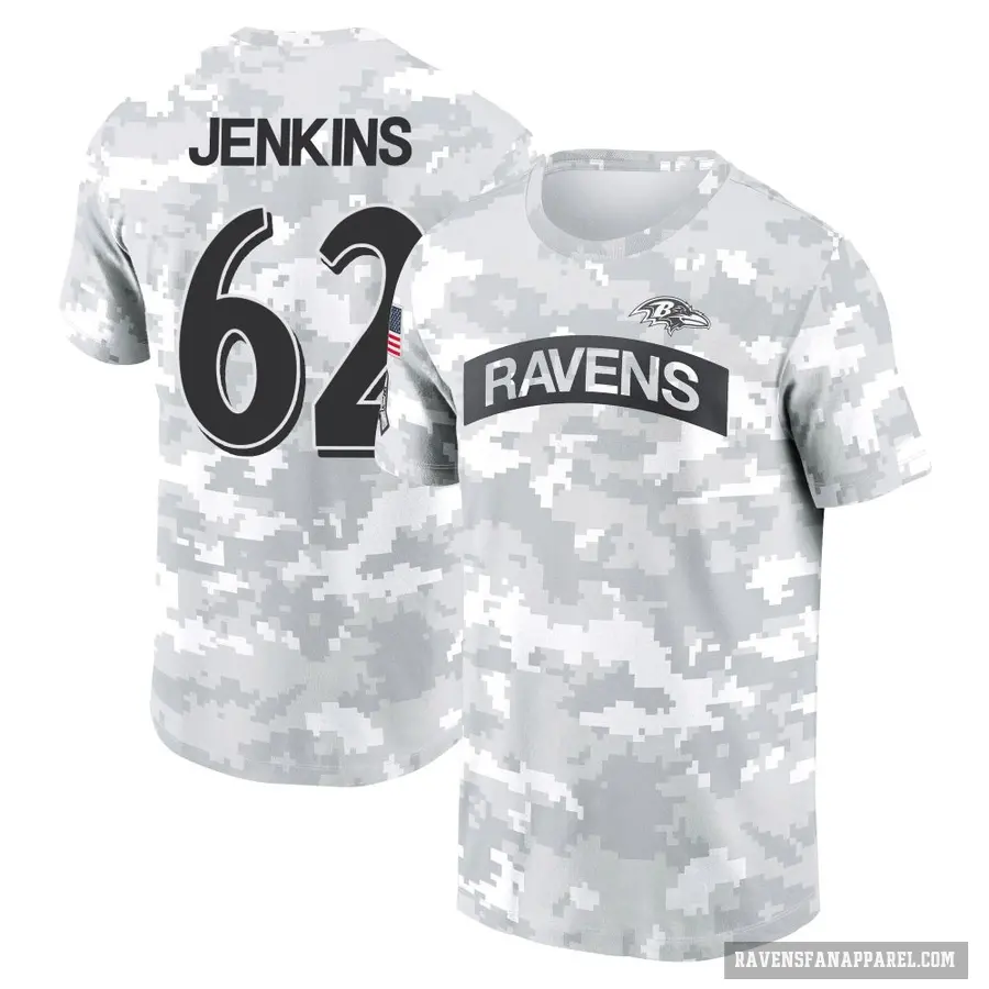 Women's ＃62 John Jenkins Baltimore Ravens Camo Arctic 2024 Salute to Service Long Sleeve T-Shirt