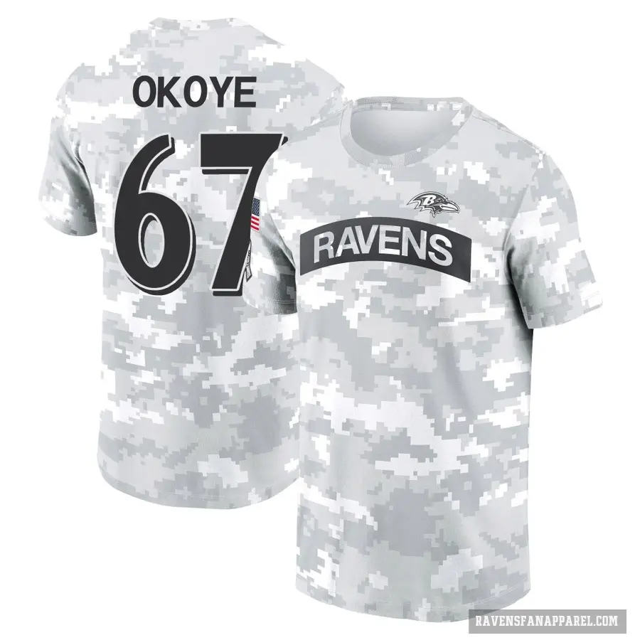 Women's ＃67 CJ Okoye Baltimore Ravens Camo Arctic 2024 Salute to Service Long Sleeve T-Shirt