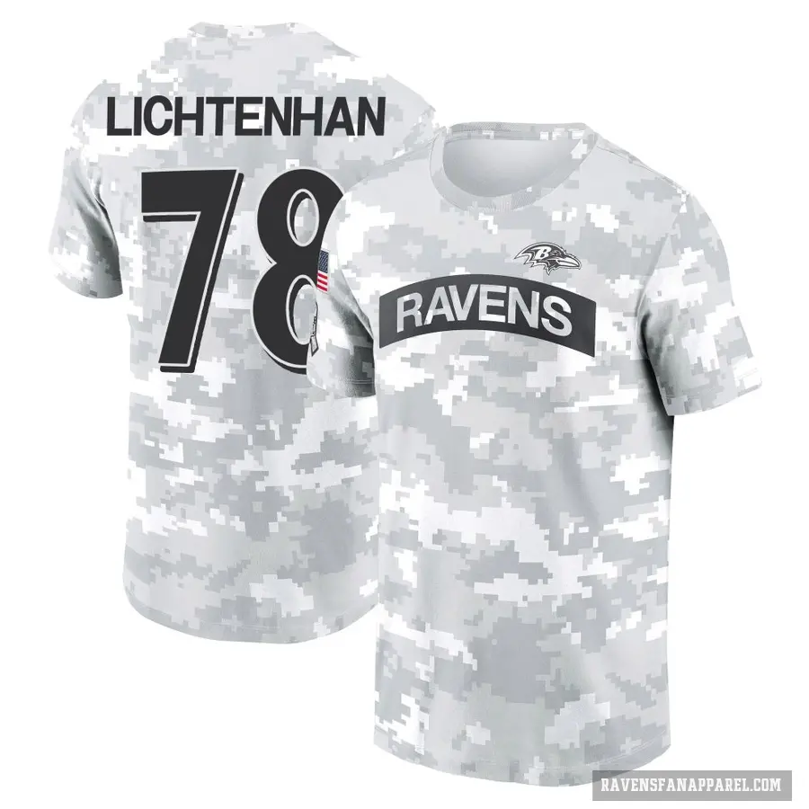 Women's ＃78 Gerad Lichtenhan Baltimore Ravens Camo Arctic 2024 Salute to Service Long Sleeve T-Shirt