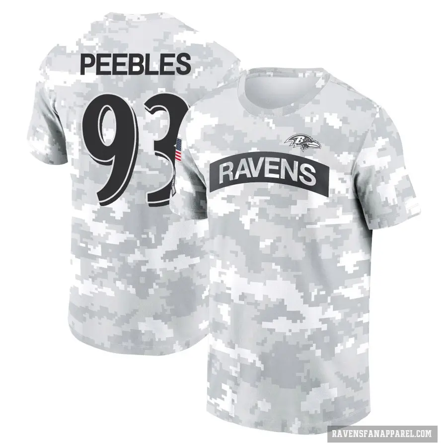 Women's ＃93 Aeneas Peebles Baltimore Ravens Camo Arctic 2024 Salute to Service Long Sleeve T-Shirt