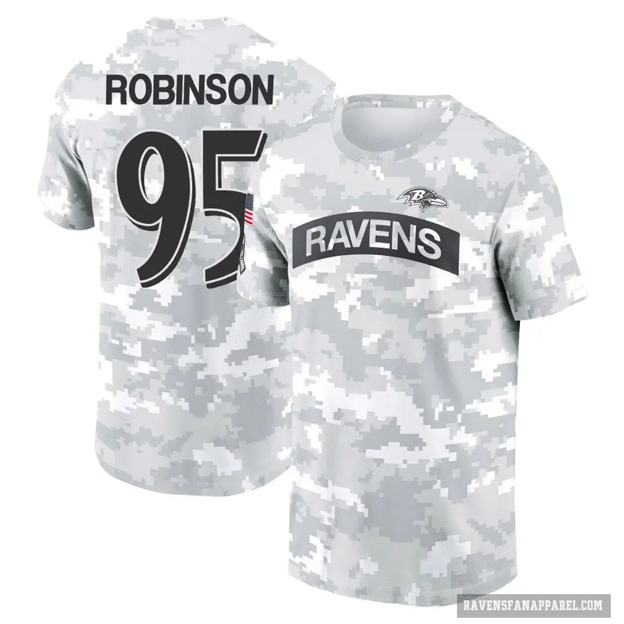 Women's ＃95 Tavius Robinson Baltimore Ravens Camo Arctic 2024 Salute to Service Long Sleeve T-Shirt