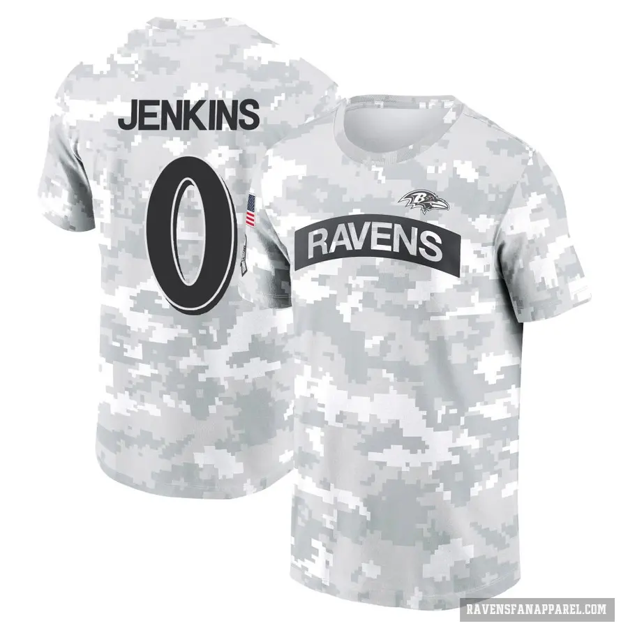 Youth ＃0 John Jenkins Baltimore Ravens Camo Arctic 2024 Salute to Service Performance T-Shirt