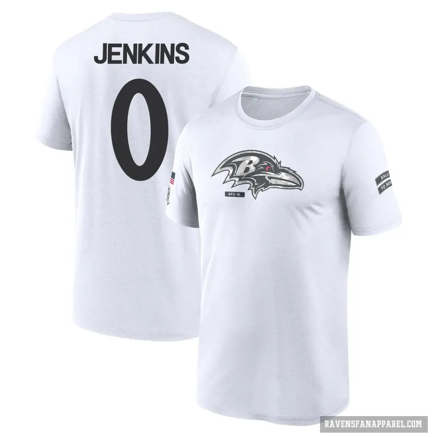 Youth ＃0 John Jenkins Baltimore Ravens White 2024 Salute to Service Performance T-Shirt