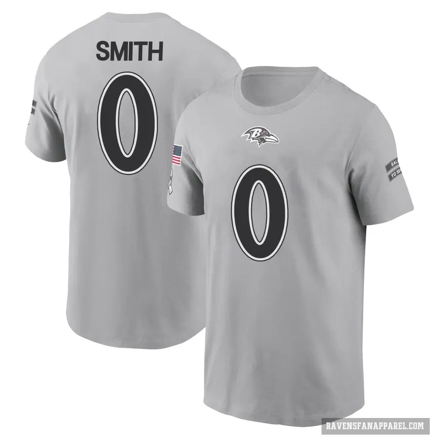 Youth ＃0 Roquan Smith Baltimore Ravens Gray 2024 Salute to Service T-Shirt