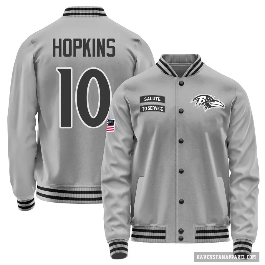 Youth ＃10 DeAndre Hopkins Baltimore Ravens Gray Salute to Service Performance Jacket