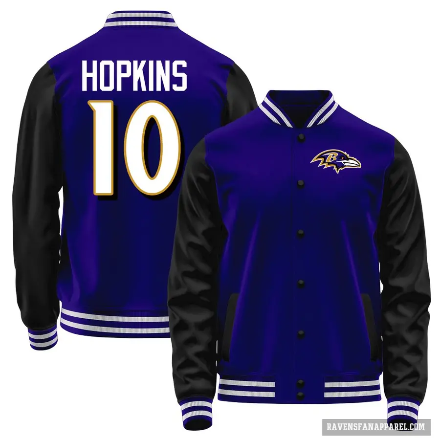 Youth ＃10 DeAndre Hopkins Baltimore Ravens Purple/Black Full-Snap Name & Number Jacket