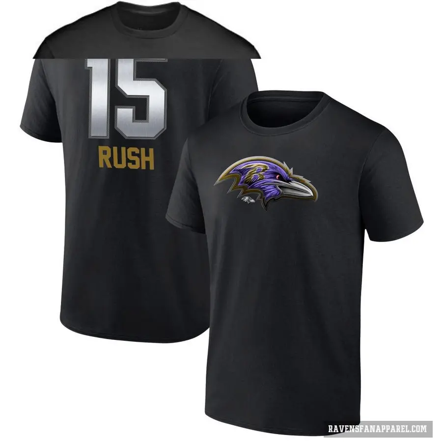 Youth ＃15 Cooper Rush Baltimore Ravens Black Midnight Mascot T-Shirt
