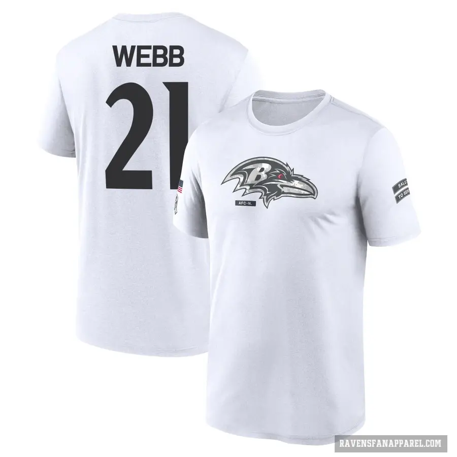 Youth ＃21 Lardarius Webb Baltimore Ravens White 2024 Salute to Service Performance T-Shirt