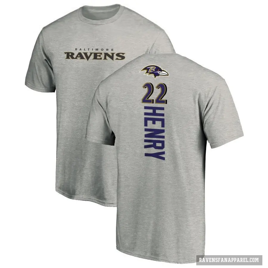 Youth ＃22 Derrick Henry Baltimore Ravens Ash Backer T-Shirt
