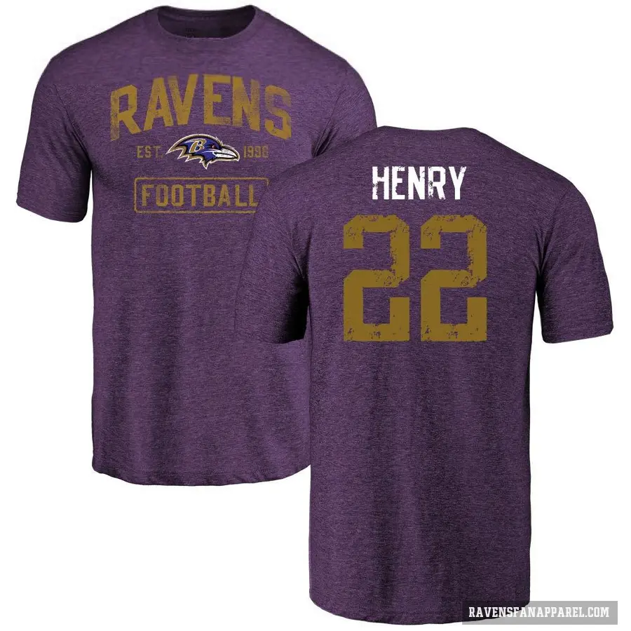 Youth ＃22 Derrick Henry Baltimore Ravens Purple Distressed T-Shirt