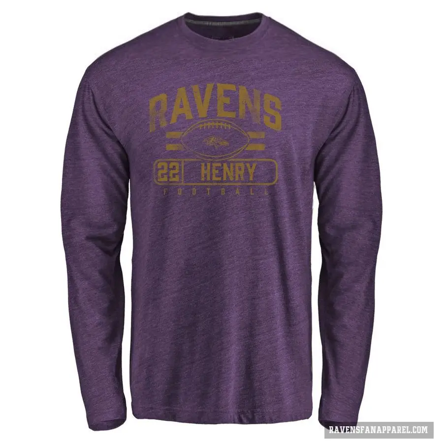 Youth ＃22 Derrick Henry Baltimore Ravens Purple Flanker Long Sleeve T-Shirt