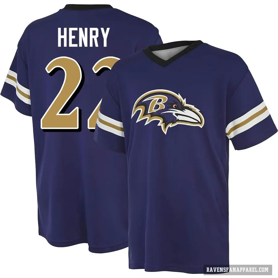 Youth ＃22 Derrick Henry Baltimore Ravens Purple Game Day V-Neck T-Shirt