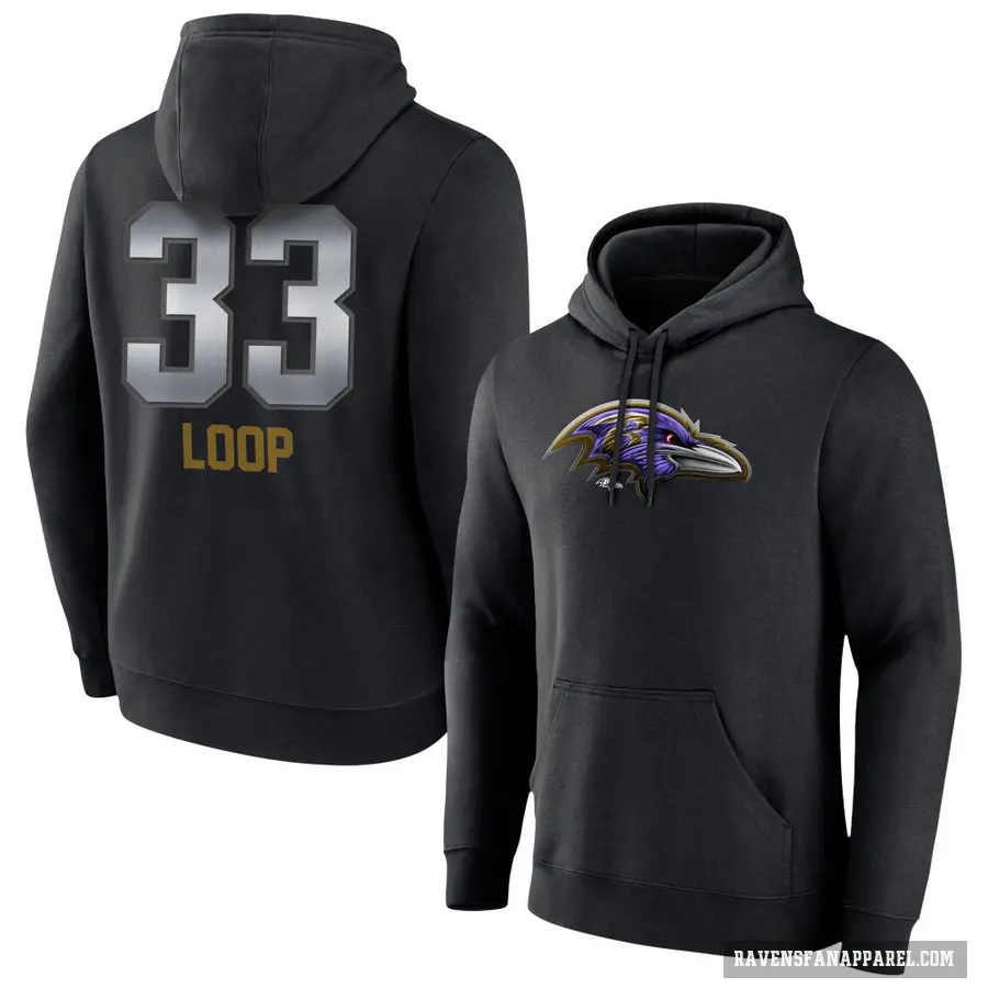 Youth ＃33 Tyler Loop Baltimore Ravens Black Midnight Mascot Pullover Hoodie