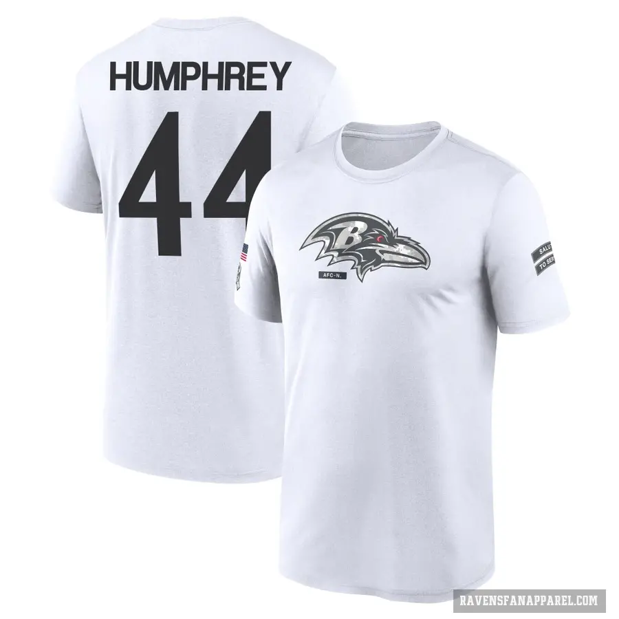 Youth ＃44 Marlon Humphrey Baltimore Ravens White 2024 Salute to Service Performance T-Shirt