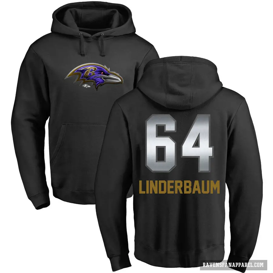 Youth ＃64 Tyler Linderbaum Baltimore Ravens Black Midnight Mascot Pullover Hoodie