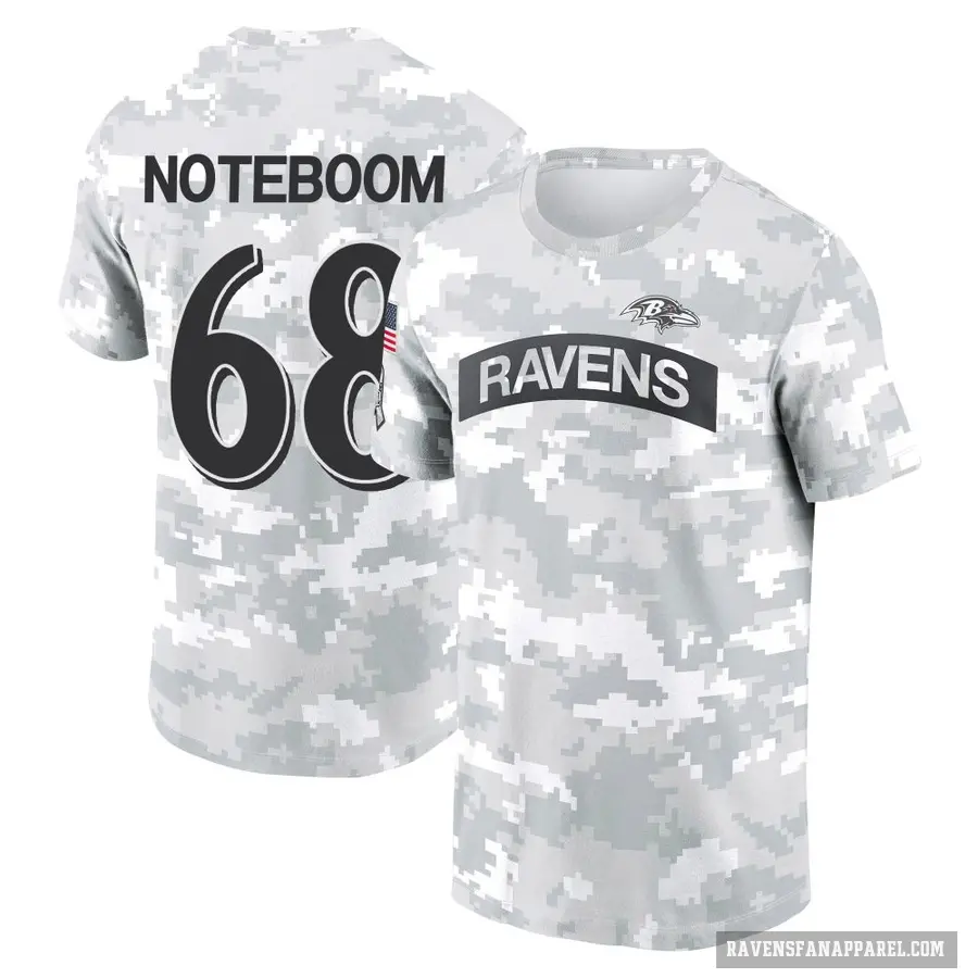 Youth ＃68 Joe Noteboom Baltimore Ravens Camo Arctic 2024 Salute to Service Performance T-Shirt