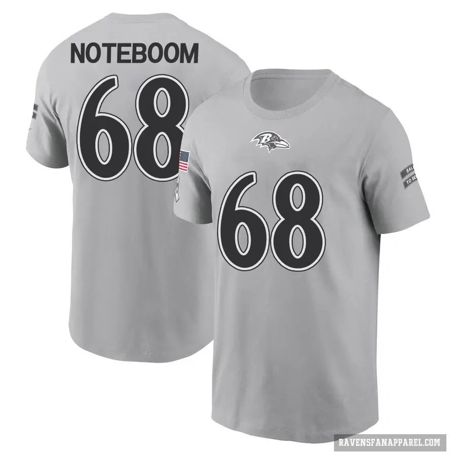 Youth ＃68 Joe Noteboom Baltimore Ravens Gray 2024 Salute to Service T-Shirt