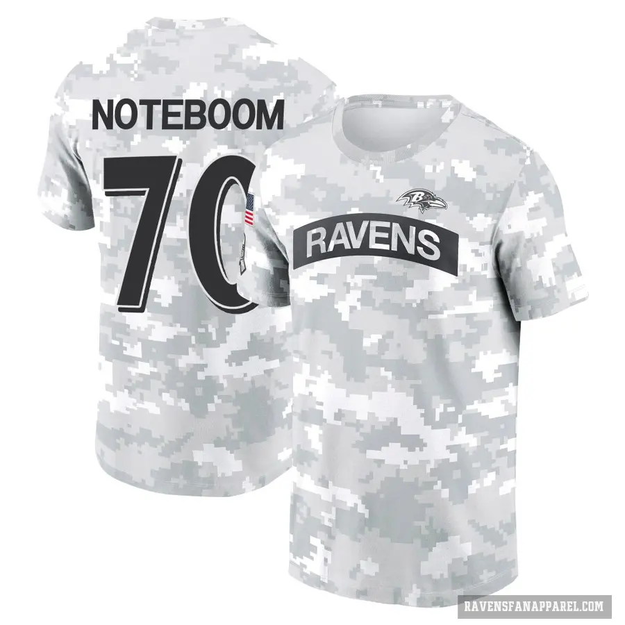 Youth ＃70 Joe Noteboom Baltimore Ravens Camo Arctic 2024 Salute to Service Performance T-Shirt
