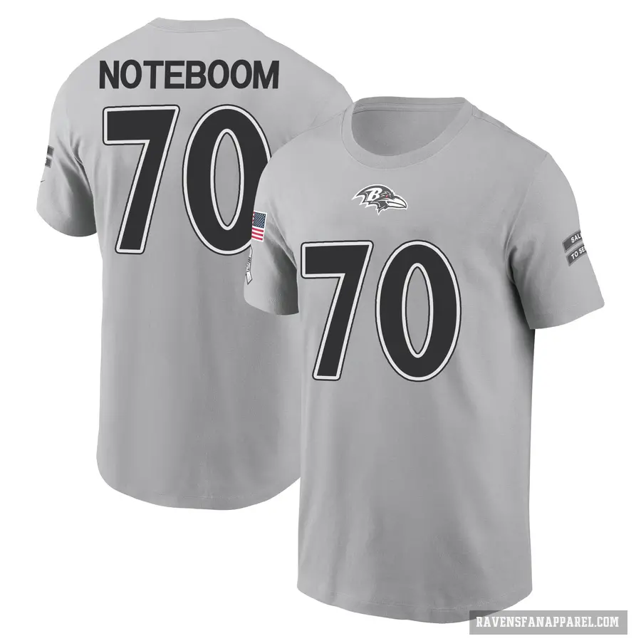 Youth ＃70 Joe Noteboom Baltimore Ravens Gray 2024 Salute to Service T-Shirt